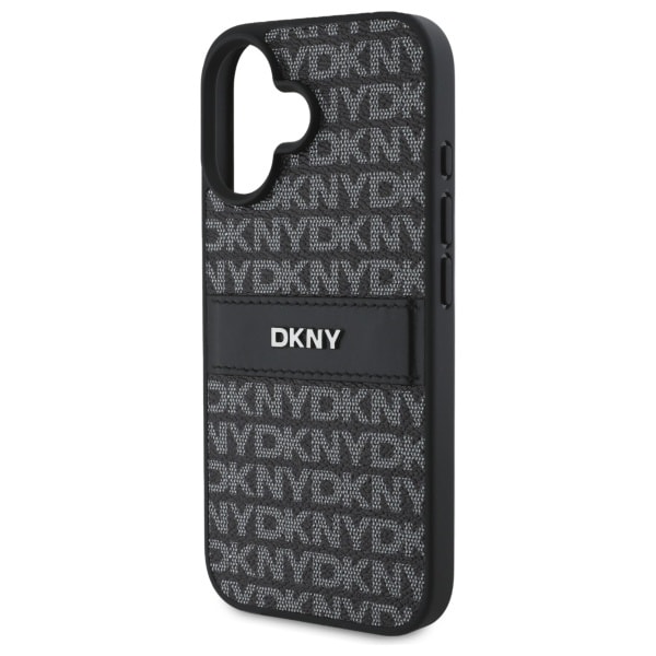 DKNY Texture Pattern Tonal Stripe iPhone 16 Etui - Sort