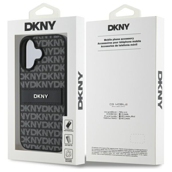 DKNY Texture Pattern Tonal Stripe iPhone 16 Etui - Sort