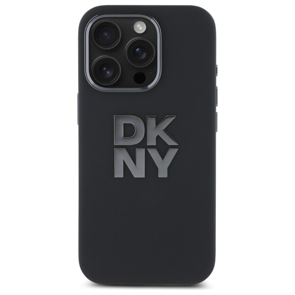 DKNY Liquid Silicone Metal Logo iPhone 16 Pro Max-etui - Sort