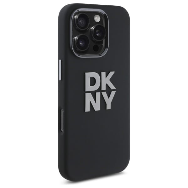 DKNY Liquid Silicone Metal Logo iPhone 16 Pro Max-etui - Sort