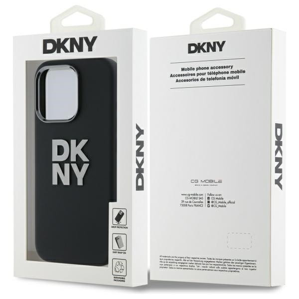 DKNY Liquid Silicone Metal Logo iPhone 16 Pro Max-etui - Sort