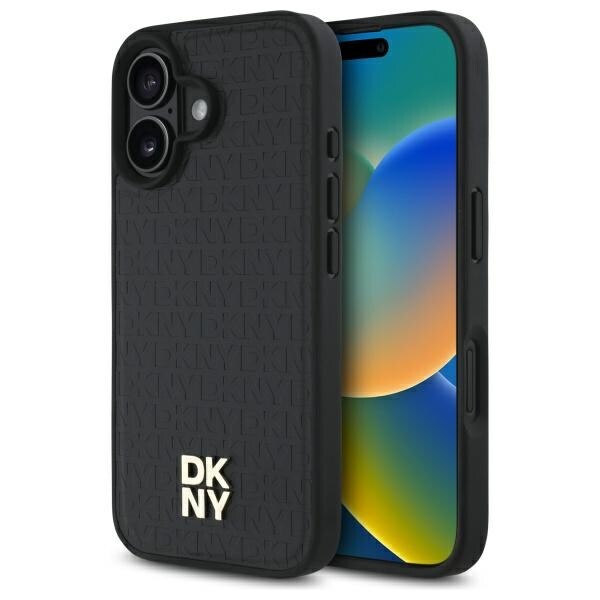 DKNY Repeat Pattern Stack Logo MagSafe iPhone 16 Etui - Sort