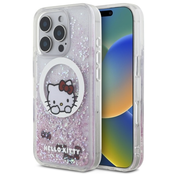 Hello Kitty Liquid Glitter Sweet Kitty Bows MagSafe-etui til iPhone 16 Pro Max - Hvid