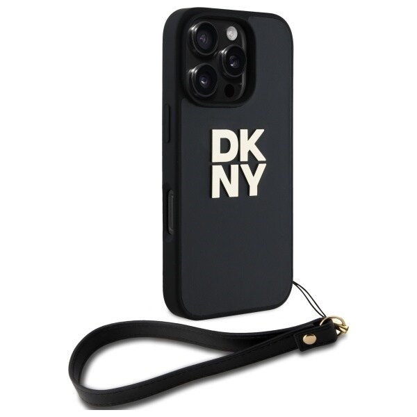 DKNY håndledsrem med lagerlogo iPhone 16 Pro-etui - sort