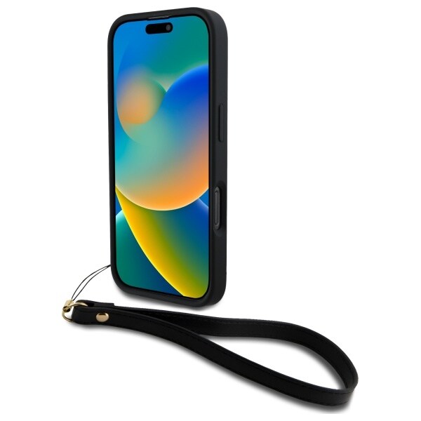 DKNY håndledsrem med lagerlogo iPhone 16 Pro-etui - sort