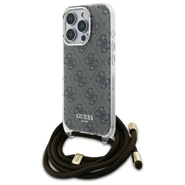 Guess Crossbody Cord 4G Print Case til iPhone 16 Pro - Brun