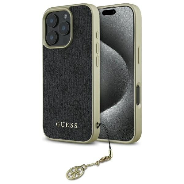 Guess 4G Charms Collection-etui til iPhone 16 Pro Max - sort