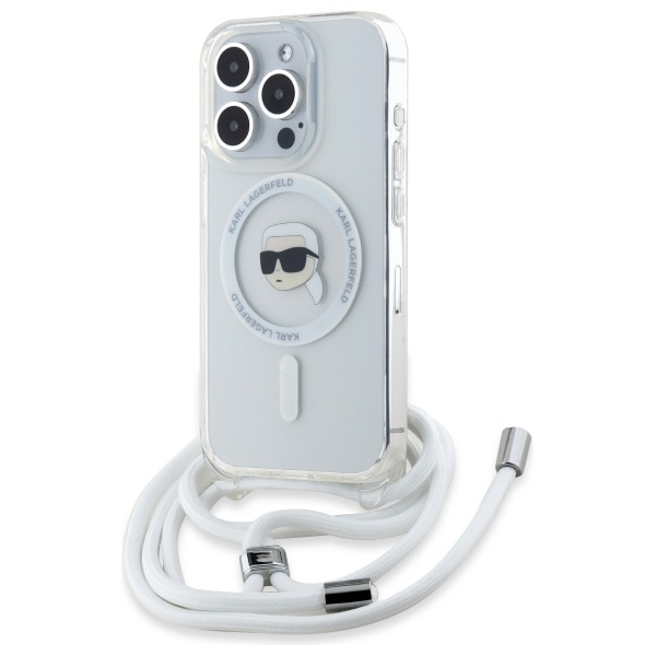 Karl Lagerfeld Crossbody IML Karl Head Magsafe-etui til iPhone 16 Pro - Klar