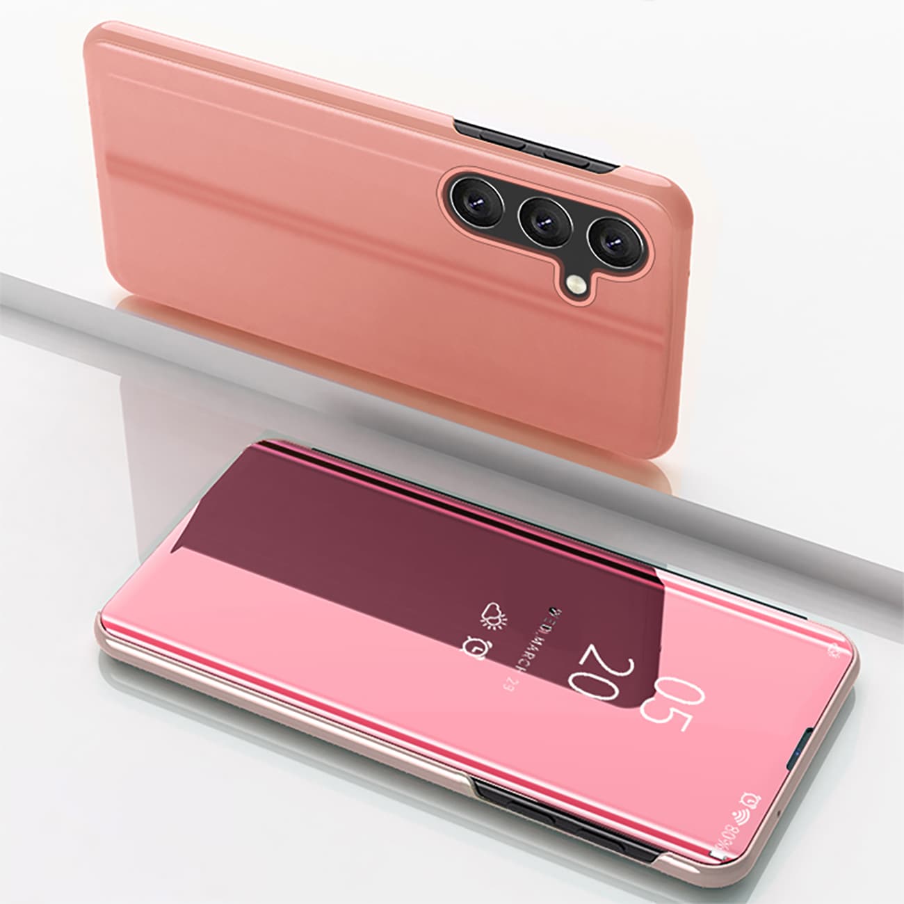 Clear View-etui til Samsung Galaxy S24 FE Cover med flip - Pink