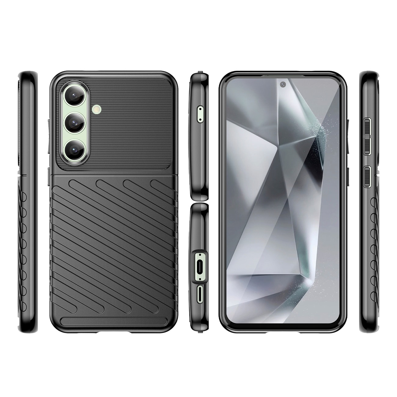 Thunder Case til Samsung Galaxy S24 FE Pansret silikone cover - Sort