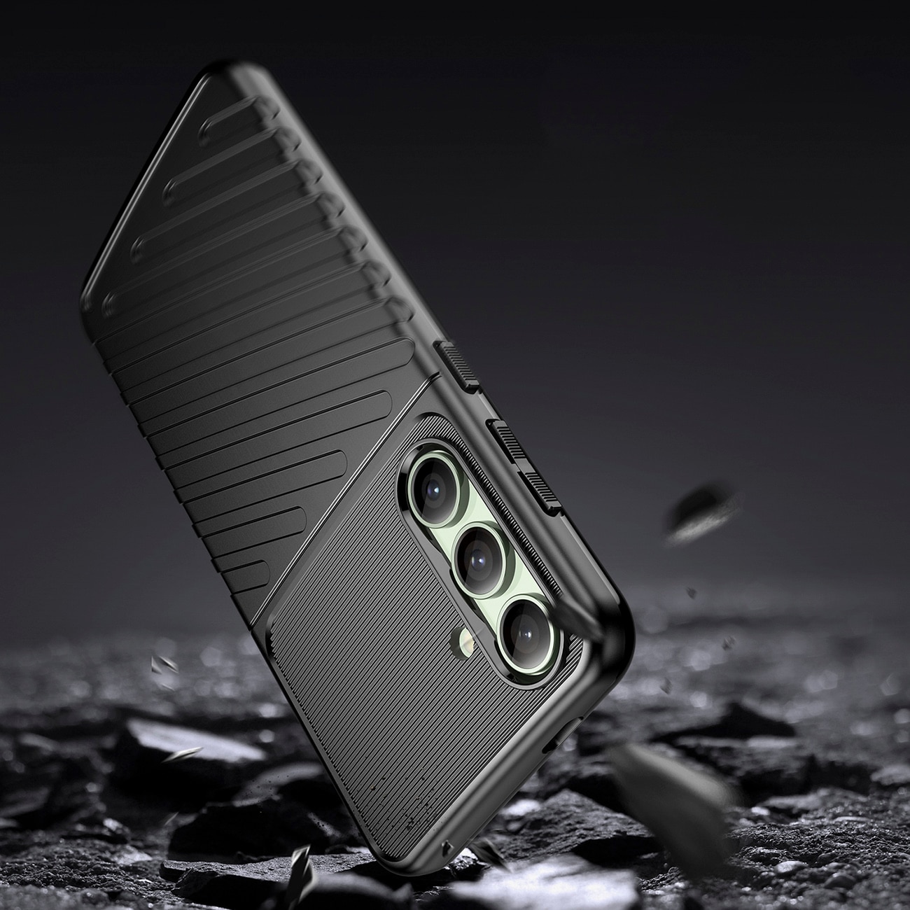 Thunder Case til Samsung Galaxy S24 FE Pansret silikone cover - Sort