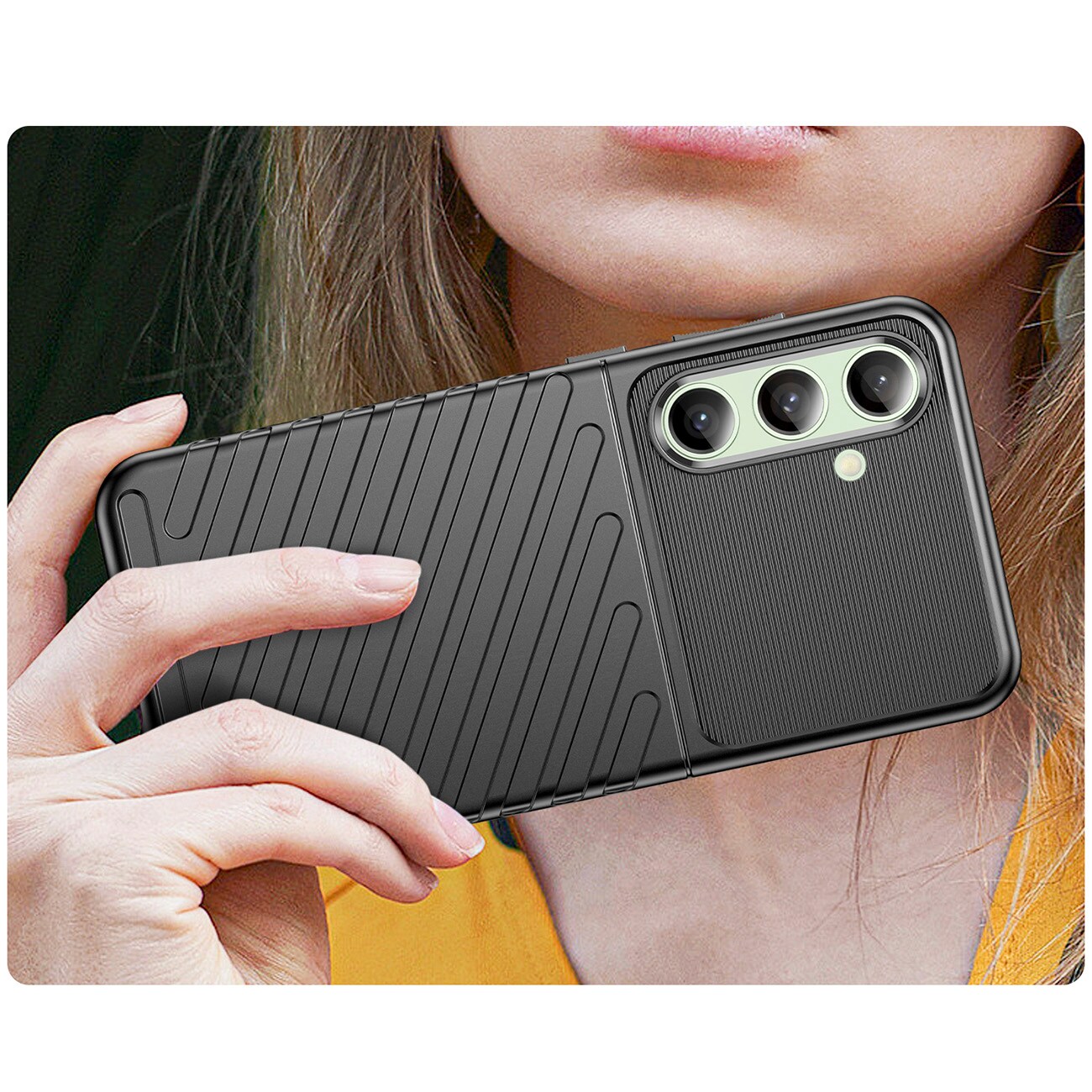 Thunder Case til Samsung Galaxy S24 FE Pansret silikone cover - Sort