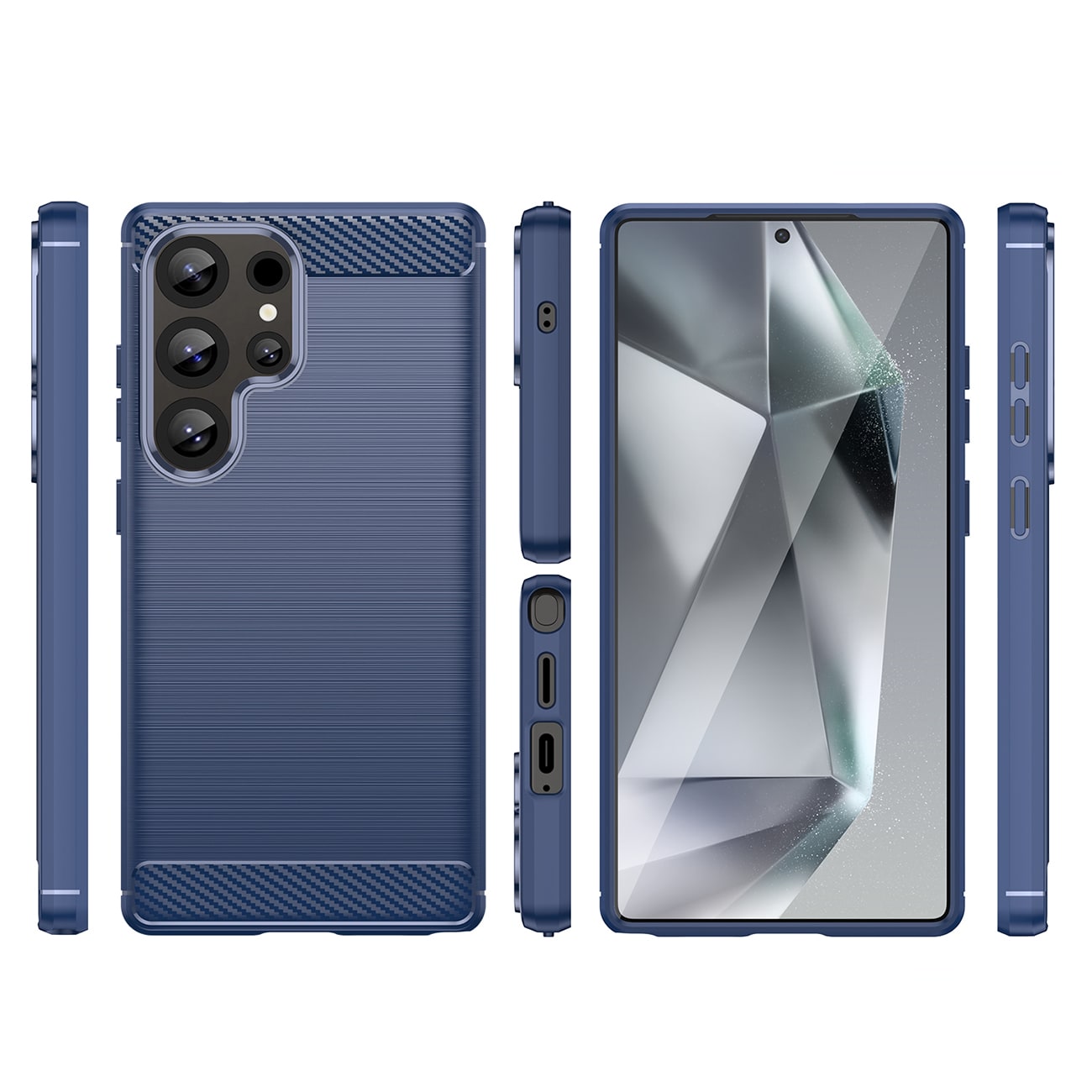 Carbon-etui til Samsung Galaxy S25 Ultra - Blå