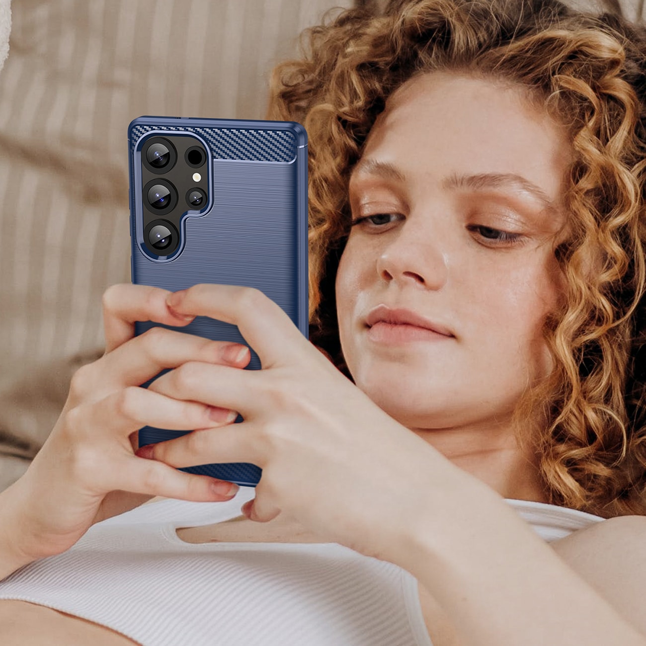 Carbon-etui til Samsung Galaxy S25 Ultra - Blå