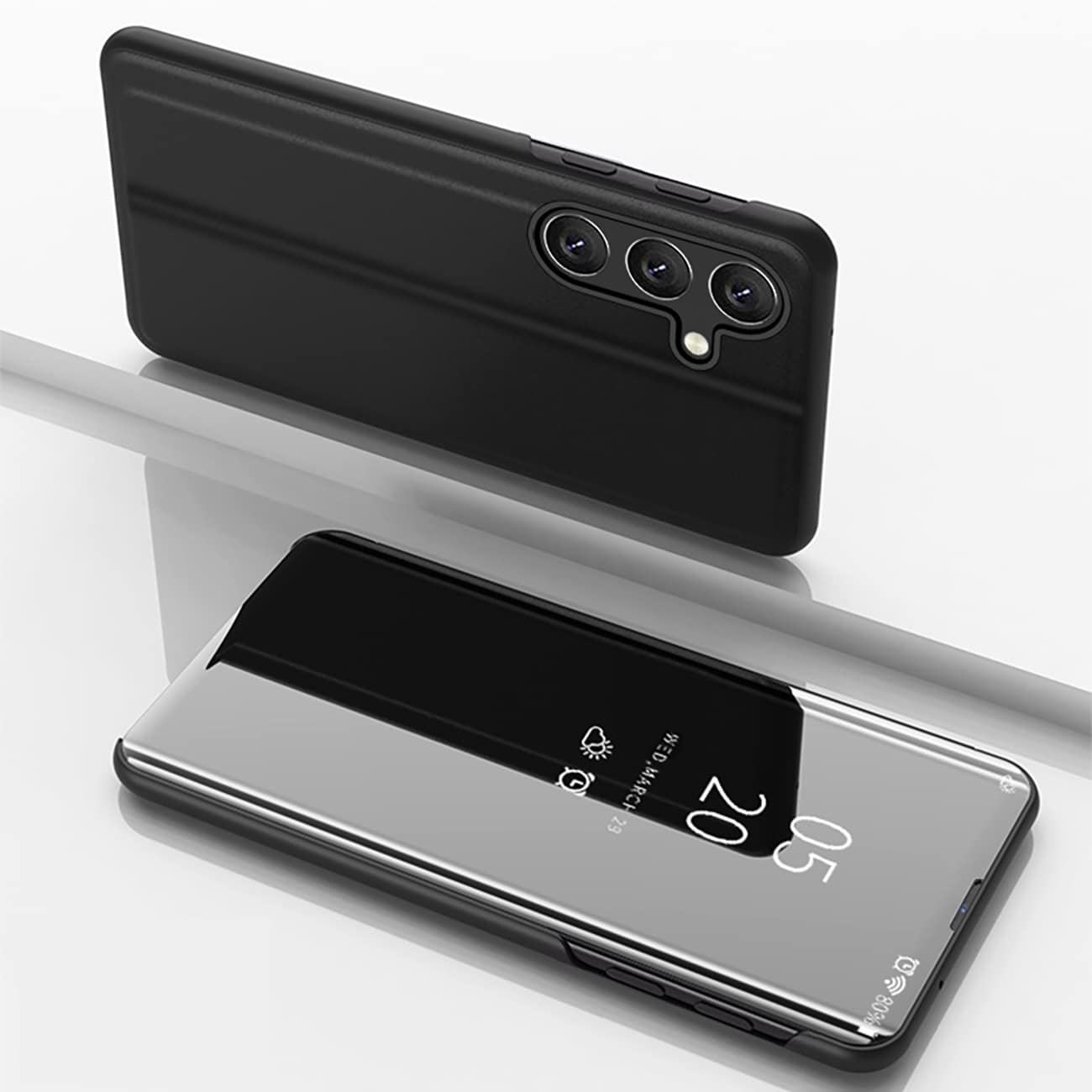 Clear View-etui til Samsung Galaxy S24 FE Cover med flip - Sort