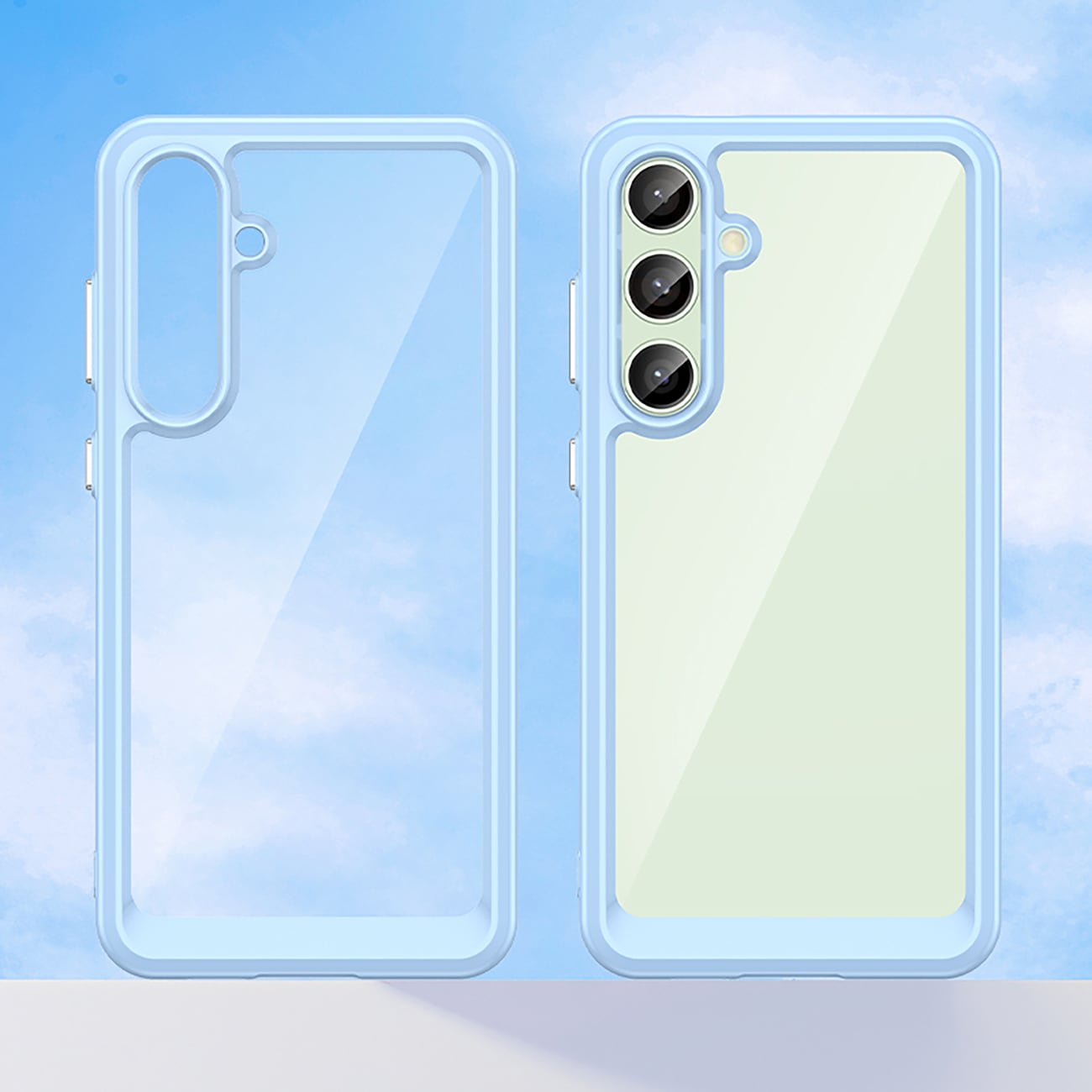Outer Space-etui med geleramme til Samsung Galaxy S24 FE - Blå
