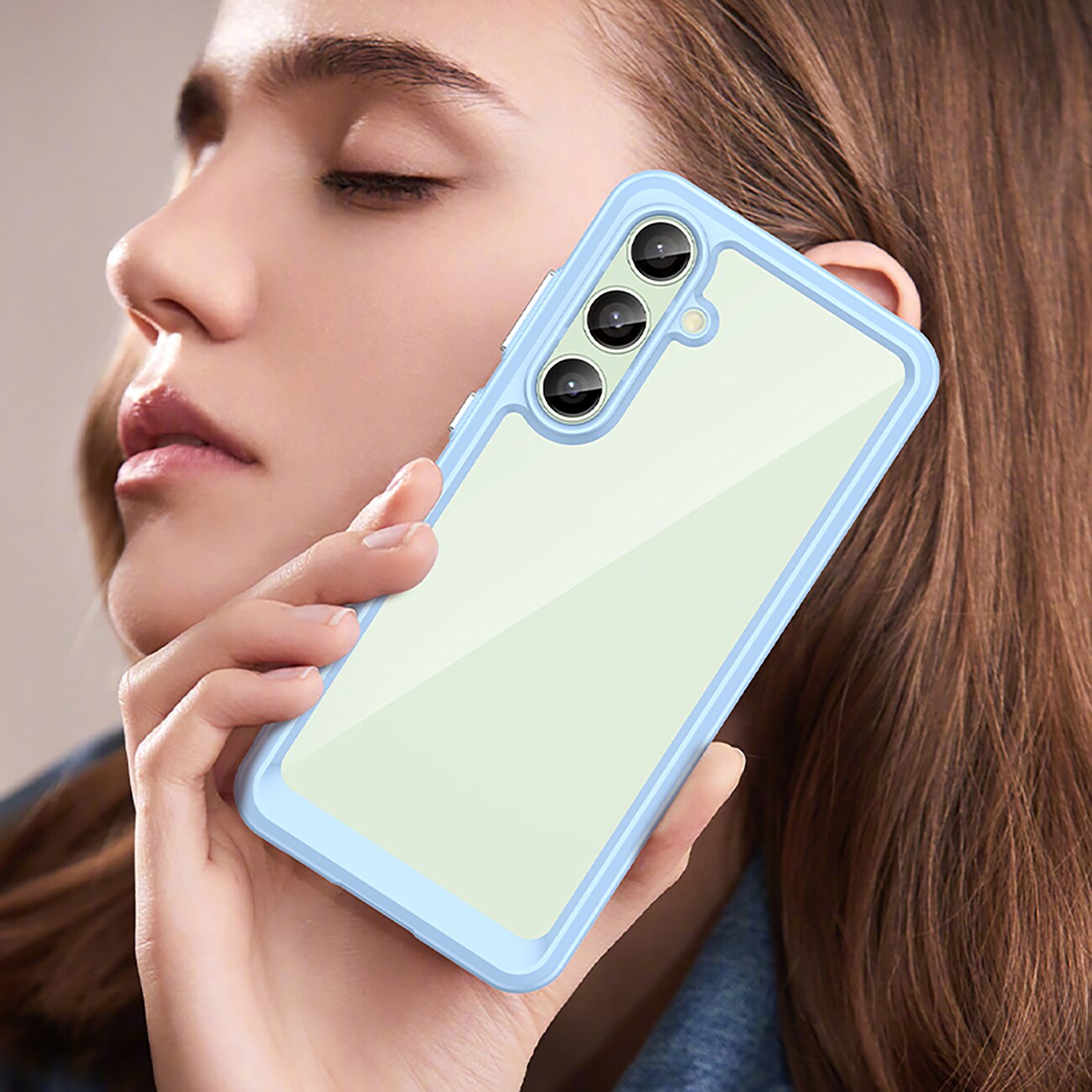 Outer Space-etui med geleramme til Samsung Galaxy S24 FE - Blå