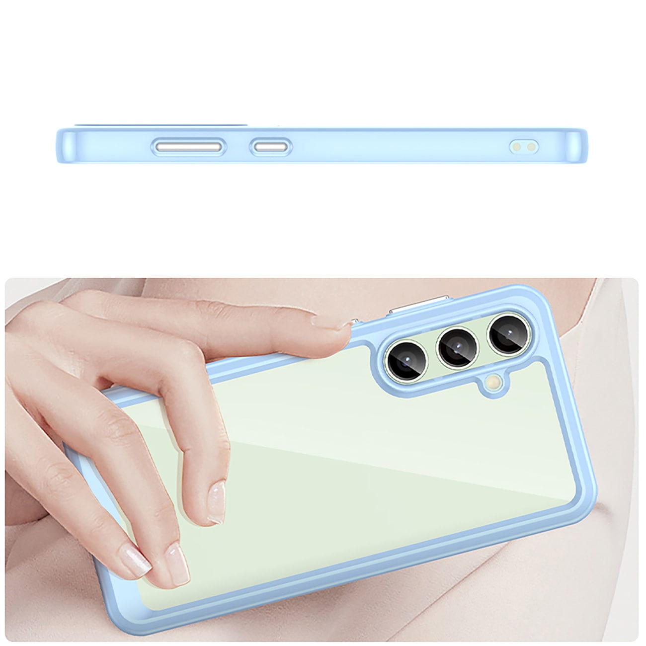 Outer Space-etui med geleramme til Samsung Galaxy S24 FE - Blå