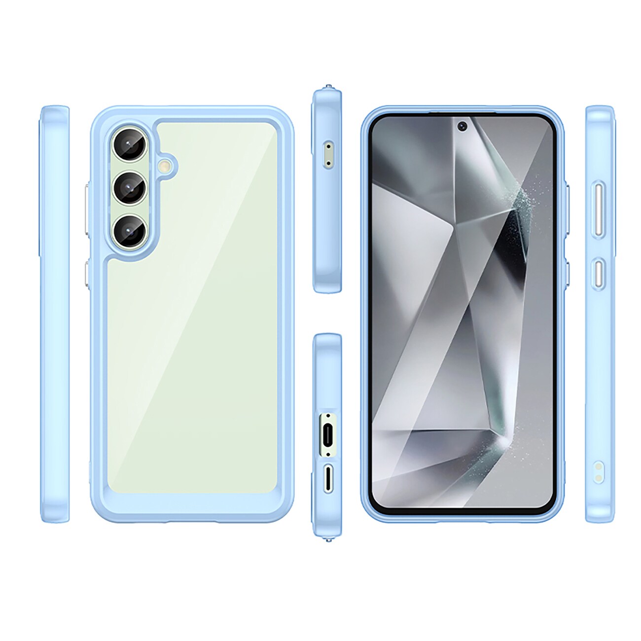 Outer Space-etui med geleramme til Samsung Galaxy S24 FE - Blå