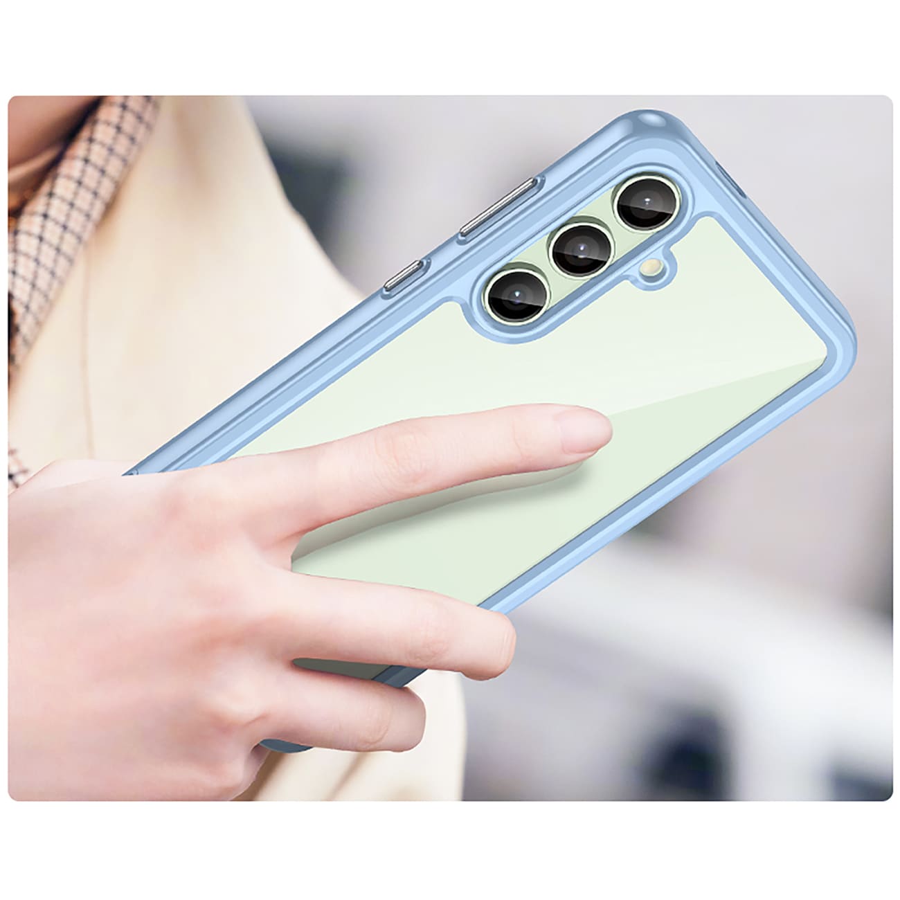 Outer Space-etui med geleramme til Samsung Galaxy S24 FE - Blå