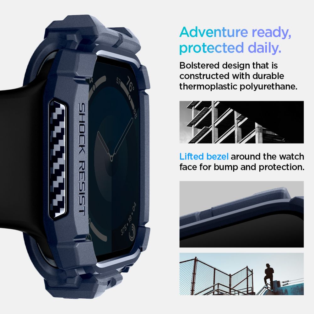 Spigen Robust panseretui til Apple Watch 10 46mm - marineblå