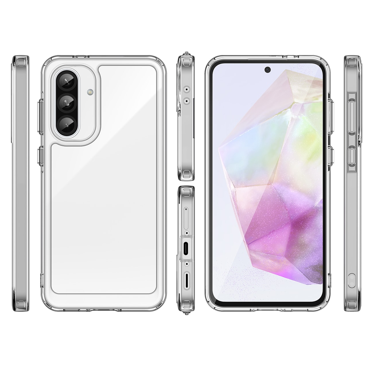 Outer Space-etui til Samsung Galaxy A56 Cover med fleksibel ramme - gennemsigtig