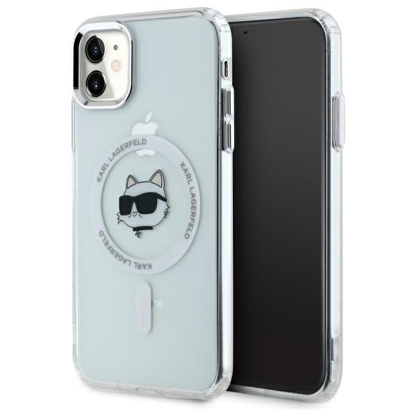 Karl Lagerfeld IML Metal Choupette Head MagSafe iPhone 11 Etui - Hvid