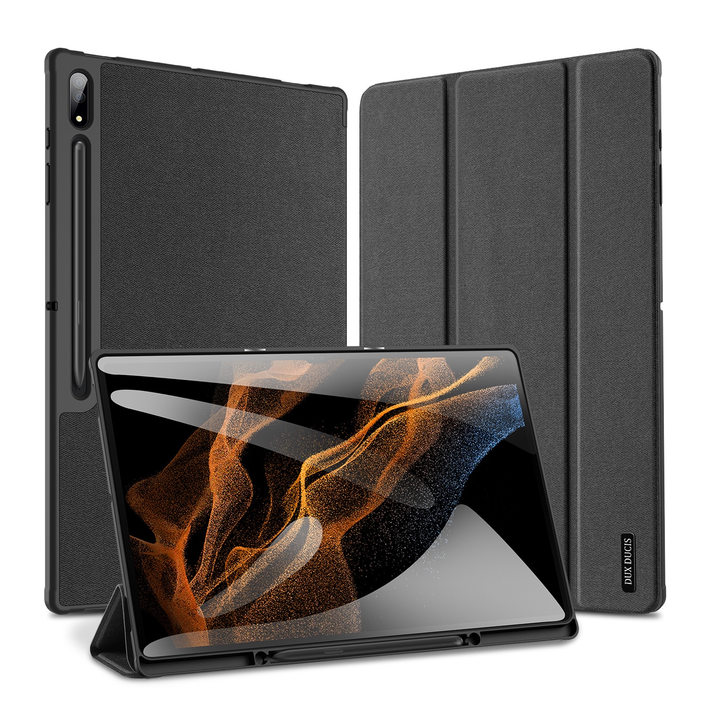 Dux Ducis Domo foldbart tabletcover med Smart Sleep til Samsung Galaxy Tab S8/S9 Ultra, sort