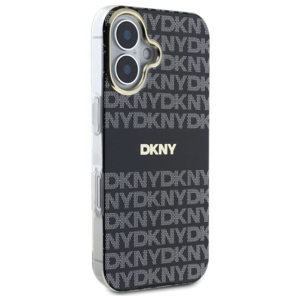 DKNY Repeat Texture Pattern With Stripe iPhone 16 Etui - Sort