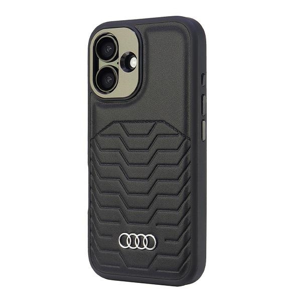Audi syntetisk læder MagSafe iPhone 16 Plus 6,7" sort/sort hardcase AU-TPUPCMIP16M-GT/D3-BK