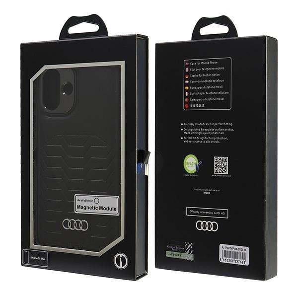 Audi syntetisk læder MagSafe iPhone 16 Plus 6,7" sort/sort hardcase AU-TPUPCMIP16M-GT/D3-BK