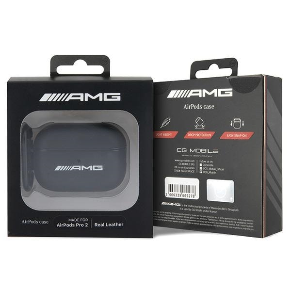 AMG AMAP2SLWK AirPods Pro 2 (2022/2023) cover sort/sort læder med hvidt logo