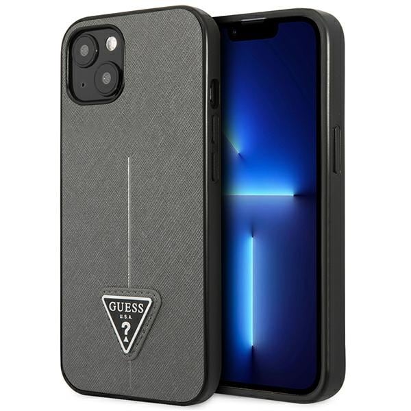 Guess SaffianoTriangle Logo etui til iPhone 13/14/15 6.1" - sølv