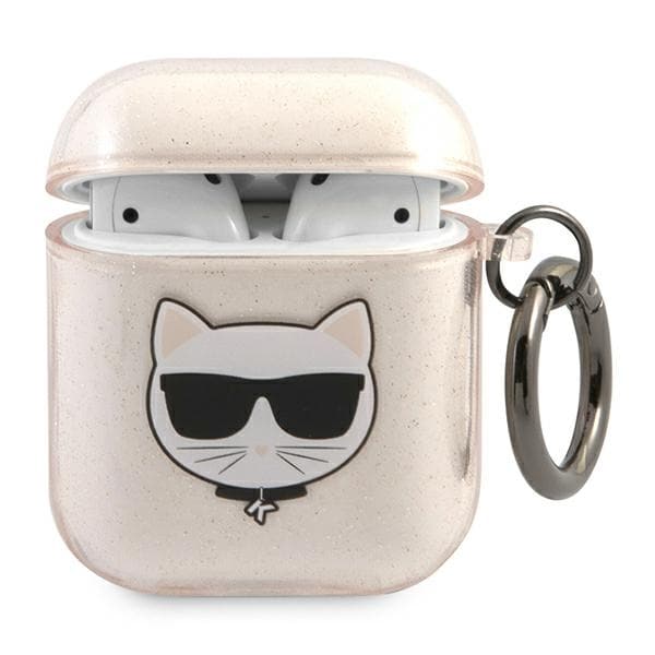 Karl Lagerfeld Glitter Choupette-etui til AirPods 1 / 2 - Guld