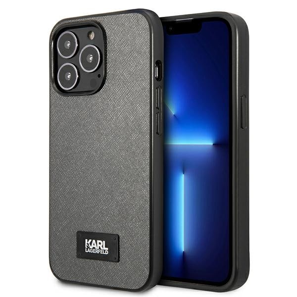 Karl Lagerfeld Saffiano Plaque-etui til iPhone 13 Pro / 13 6.1" - sølv