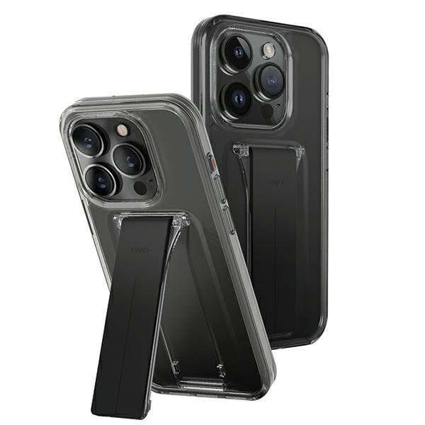 Uniq Heldro Mount-kuffert med stativ iPhone 15 Pro 6,1" røg/damp røg