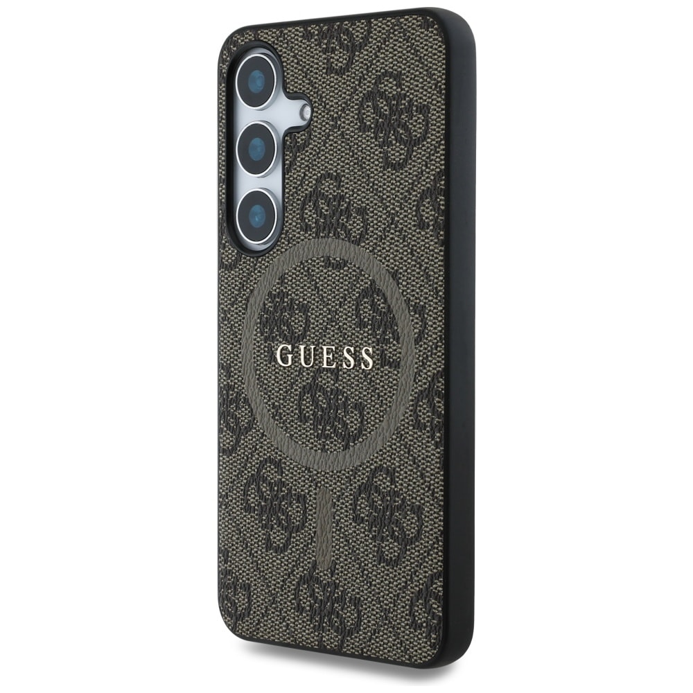 Guess Læder 4G farvet ring Classic Logo MagSafe Samsung Galaxy S25 etui brun