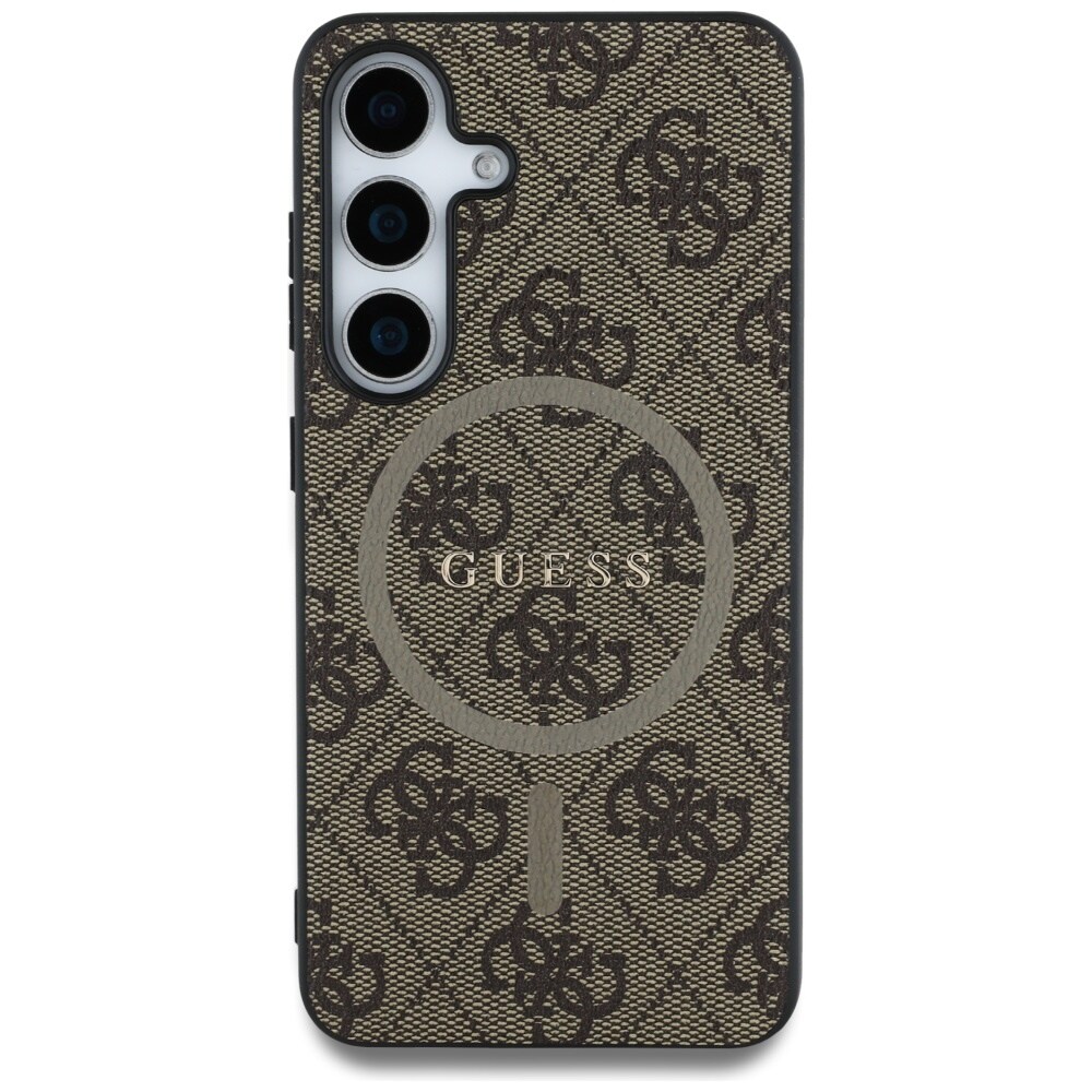 Guess Læder 4G farvet ring Classic Logo MagSafe Samsung Galaxy S25 etui brun