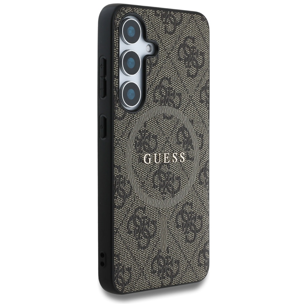 Guess Læder 4G farvet ring Classic Logo MagSafe Samsung Galaxy S25 etui brun