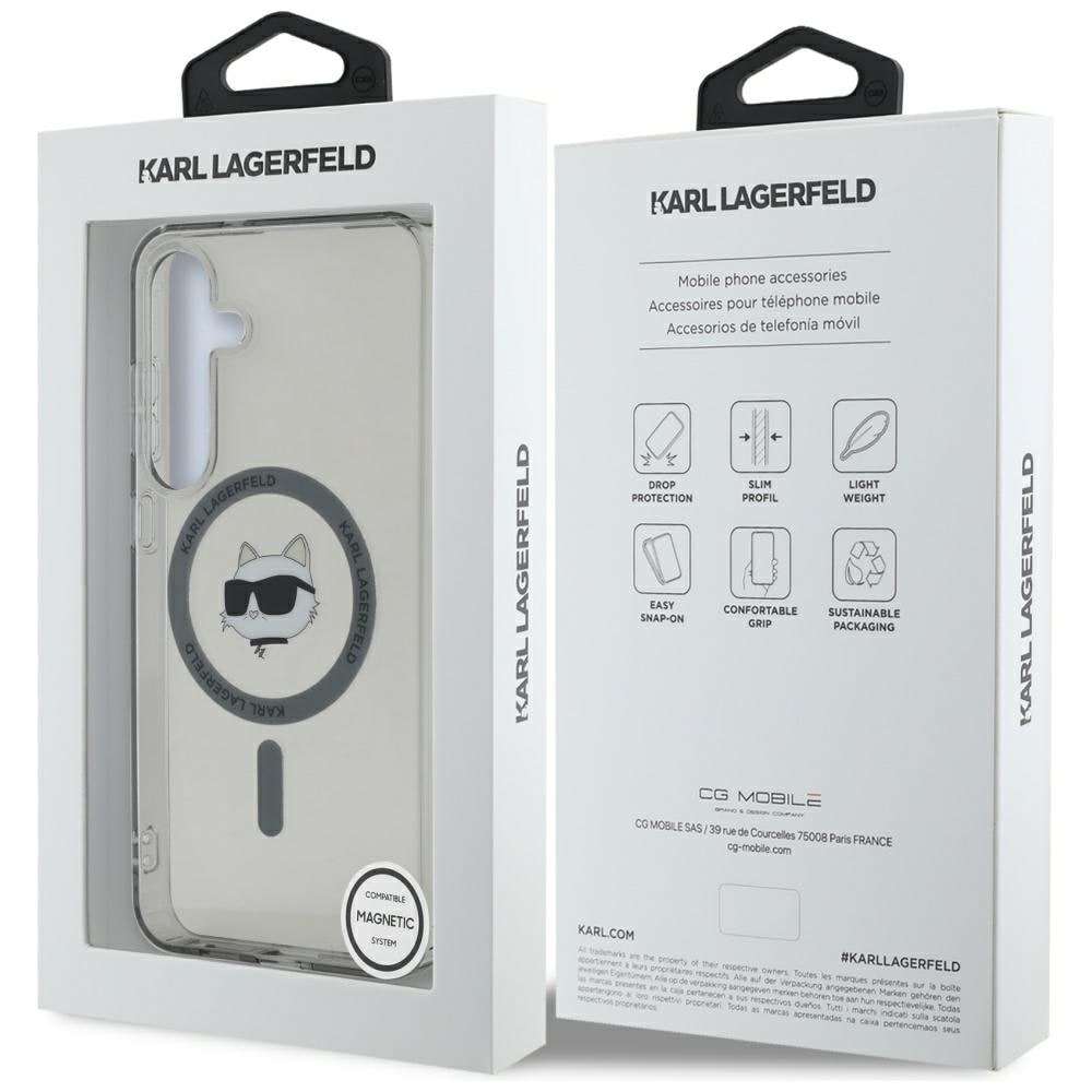Karl Lagerfeld Button Choupette Head Printed Logo MagSafe Samsung Galaxy S25 etui sort