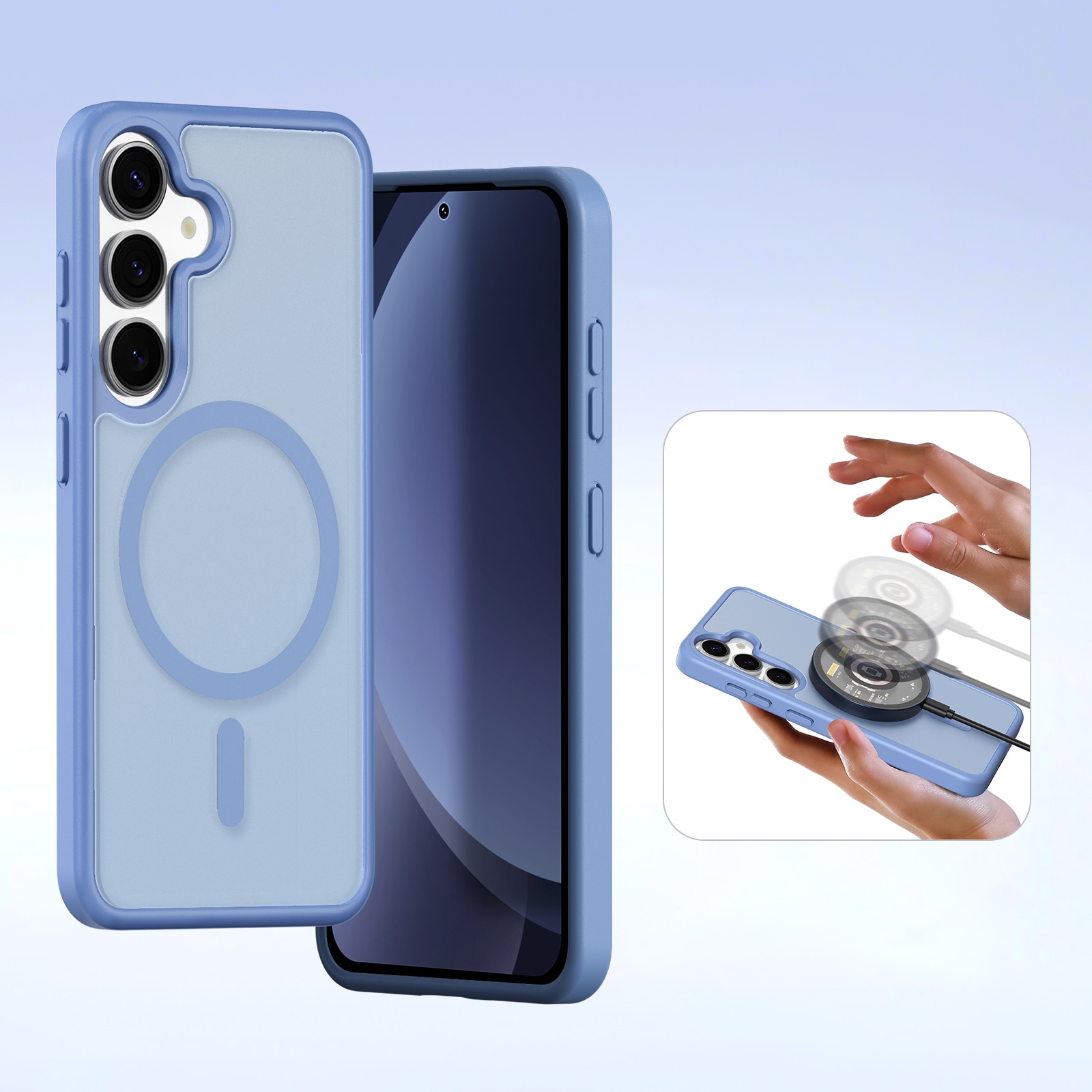 Dux Ducis Lawa læderetui til Samsung Galaxy S25+ med aftagelig magnetisk tegnebog - Blå