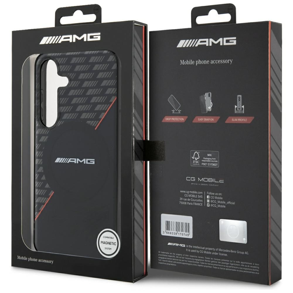 AMG Double Layer Rhombs MagSafe-etui til Samsung Galaxy S25 - Sort/Rød