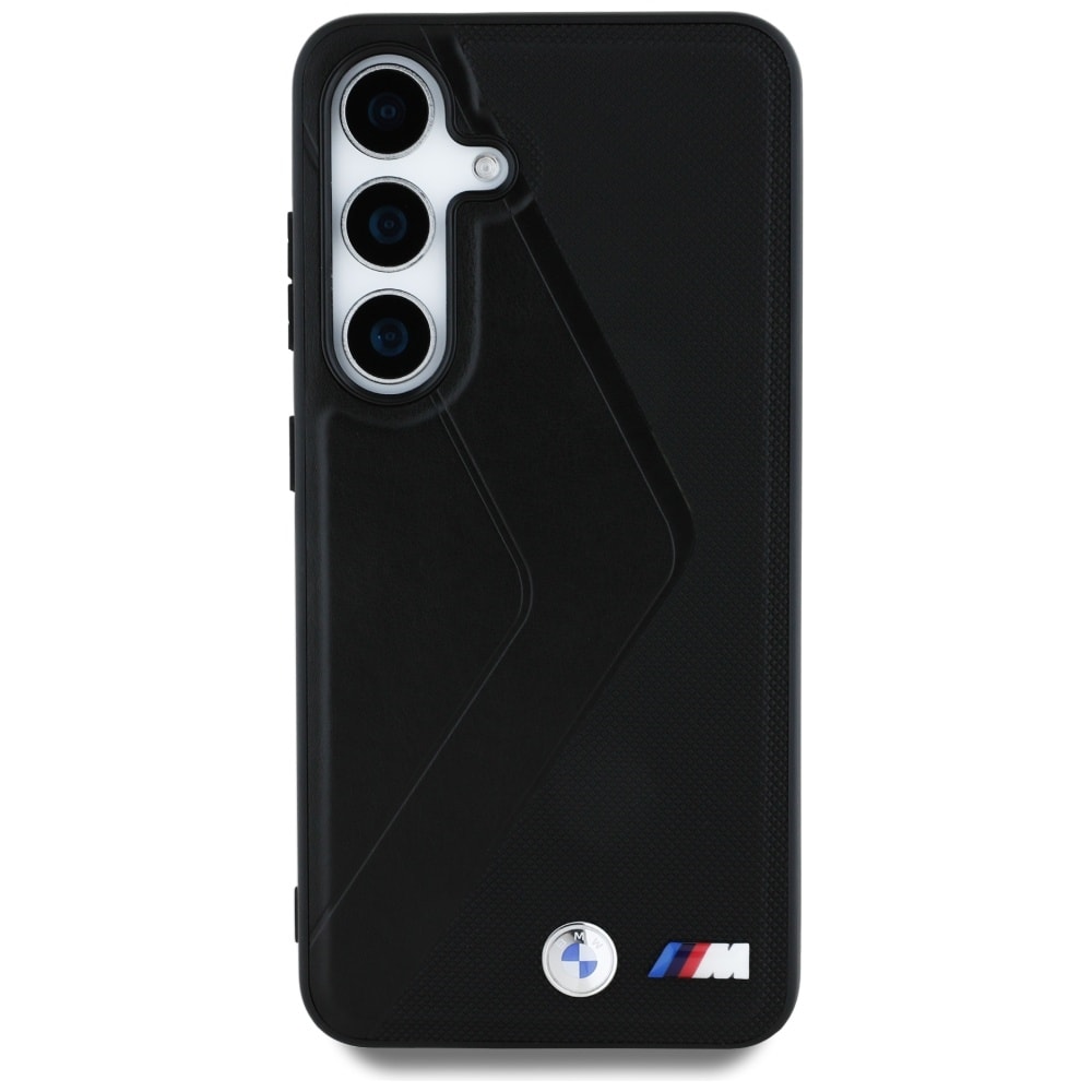 BMW Overdimensioneret MagSafe-etui i læder med striber til Samsung Galaxy S25 - sort