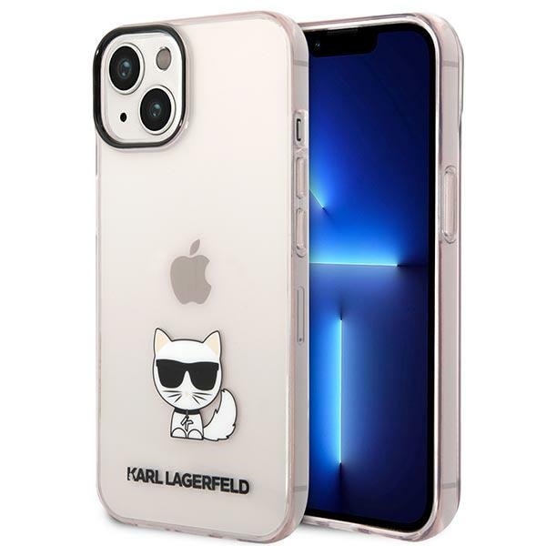 Karl Lagerfeld Transparent Choupette Body Case til iPhone 14 Plus / 15 Plus 6.7" - Pink