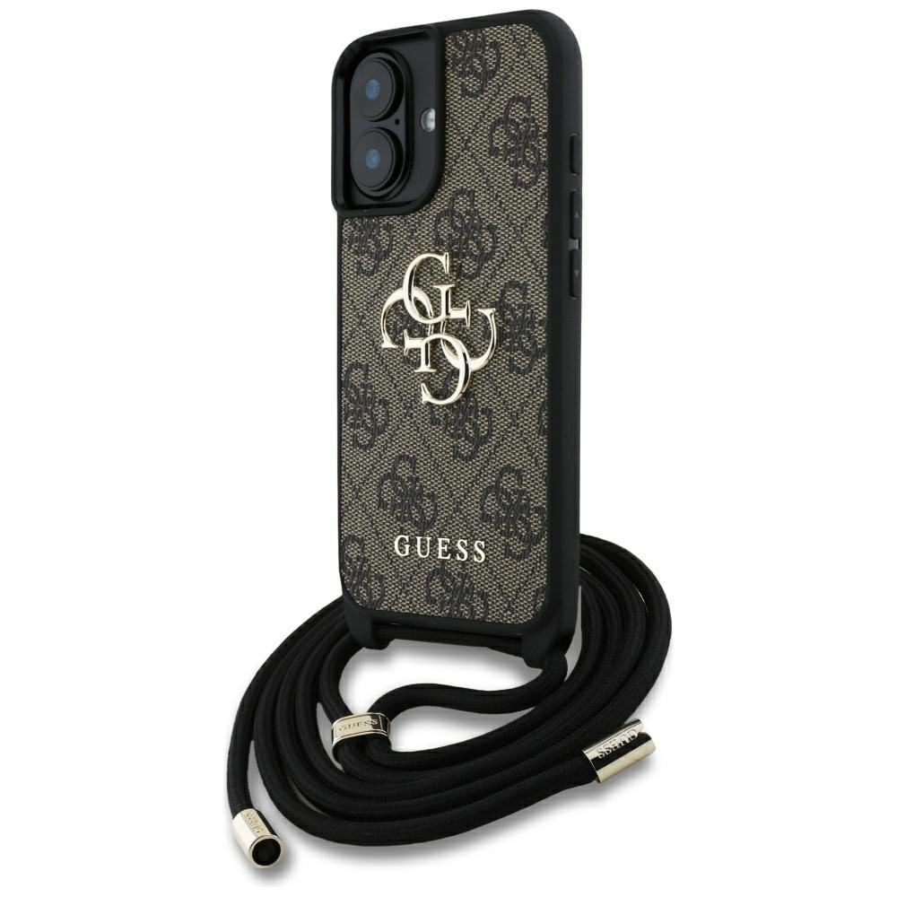 Guess 4G Big Logo Cord Stap Crossbody Etui til iPhone 16 Plus Brun