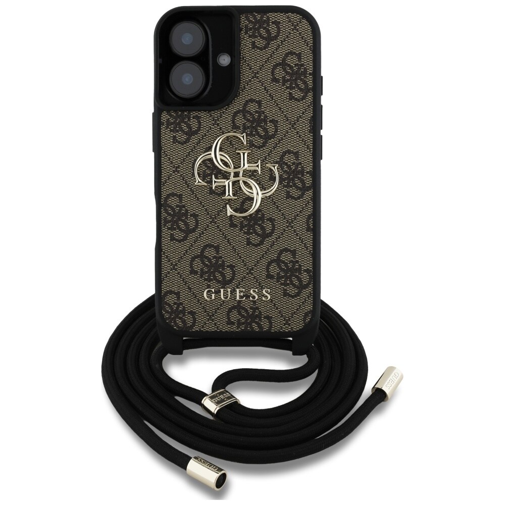 Guess 4G Big Logo Cord Stap Crossbody Etui til iPhone 16 Plus Brun