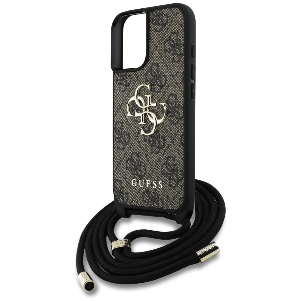 Guess 4G Big Logo Cord Stap Crossbody Etui til iPhone 16 Plus Brun