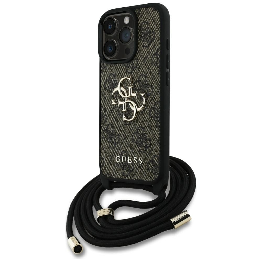 Guess 4G Big Logo Cord Stap Crossbody Etui til iPhone 16 Pro Brun