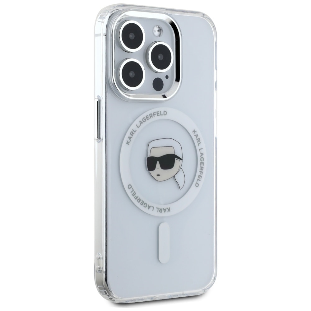 Karl Lagerfeld IML Metal Karl Head MagSafe-etui til iPhone 15 Pro Hvid