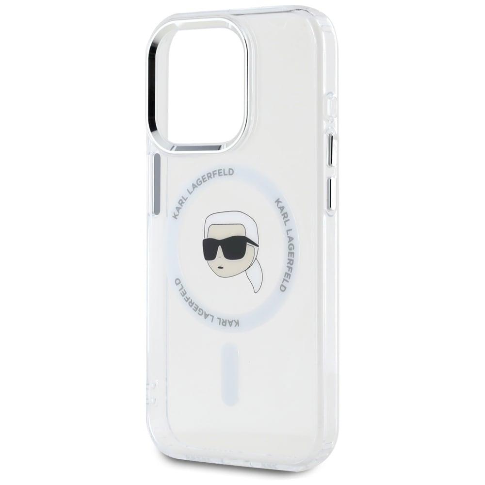 Karl Lagerfeld IML Metal Karl Head MagSafe-etui til iPhone 15 Pro Hvid
